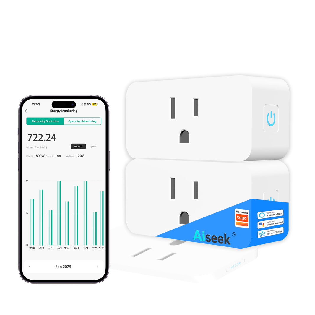 AiSeek Pro Series Energy Monitoring Smart Plug 2Pack